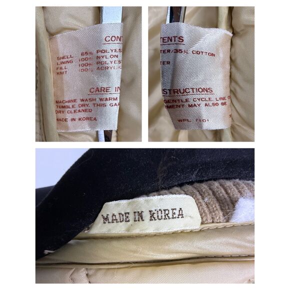 Vintage Quilted Winter Coat | 70s 80s Duster Puffer Style Made in Korea - Picture 8 of 15